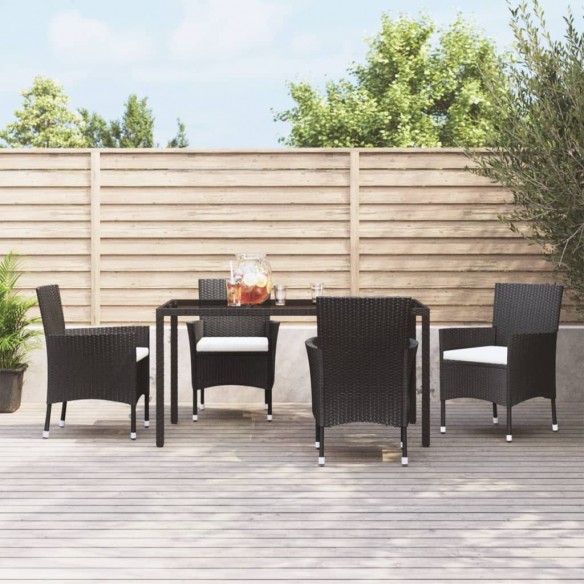 Chaises de jardin avec coussins 4 pcs Résine tressée Noir