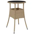 Table de jardin Ø60x75 cm Verre trempé/résine tressée Beige