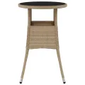 Table de jardin Ø60x75 cm Verre trempé/résine tressée Beige