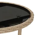 Table de jardin Ø60x75 cm Verre trempé/résine tressée Beige