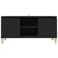 Meuble TV avec pieds en bois massif Noir 103,5x35x50 cm