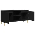 Meuble TV avec pieds en bois massif Noir 103,5x35x50 cm