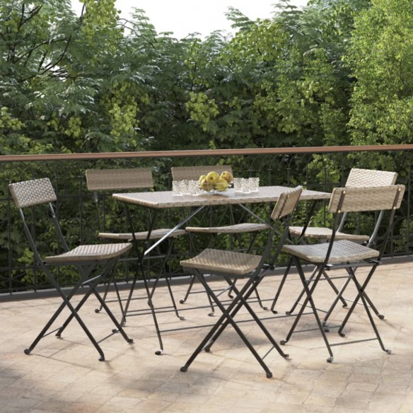 Chaises de bistrot pliantes 6 pcs Gris Résine tressée et acier