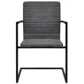 Chaises à manger cantilever lot de 4 gris similicuir