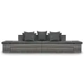 Salon de jardin 4 pcs avec coussins Résine tressée Gris