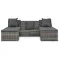 Salon de jardin 4 pcs avec coussins Résine tressée Gris