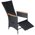 Chaise inclinable de jardin 2pc et coussins Résine tressée Noir