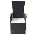 Chaise inclinable de jardin 2pc et coussins Résine tressée Noir