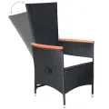 Chaise inclinable de jardin 2pc et coussins Résine tressée Noir