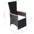 Chaise inclinable de jardin 2pc et coussins Résine tressée Noir