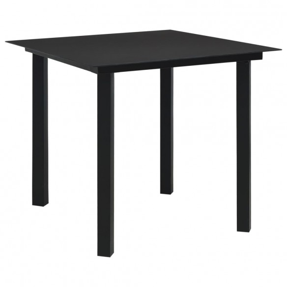 Table à dîner de jardin Noir 80x80x74 cm Acier et verre