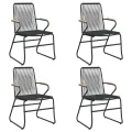 Ensemble à manger de jardin 5 pcs Noir Rotin PVC