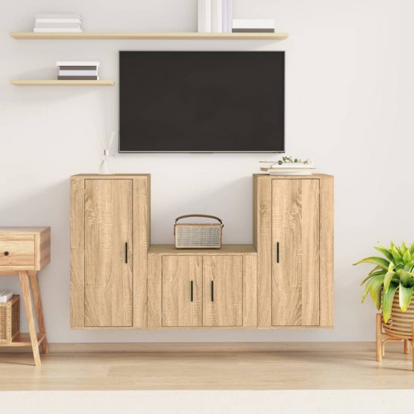 Ensemble de meubles TV 3 pcs Chêne sonoma Bois d'ingénierie