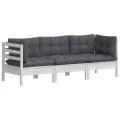 Canapé 3 places de jardin avec coussins anthracite Bois de pin