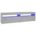 Meubles TV 2 pcs avec lumières LED Gris béton 75x35x40 cm