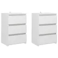 Tables de chevet 2 pcs Blanc 40x35x62,5 cm Aggloméré