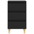 Tables de chevet avec pieds en bois 2 pcs Noir 40x35x69 cm