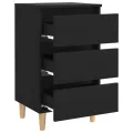 Tables de chevet avec pieds en bois 2 pcs Noir 40x35x69 cm