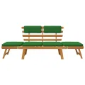 Banc de jardin avec coussins 2-en-1 190 cm Bois solide d'acacia