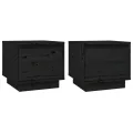 Tables de chevet 2 pcs Noir 35x34x32 cm Bois de pin solide