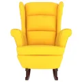 Fauteuil à bascule pieds en bois massif d'hévéa Jaune Velours