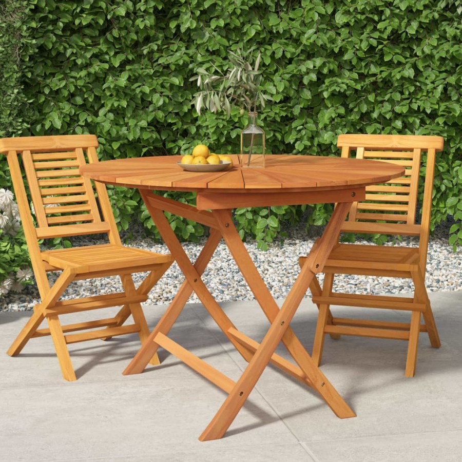 Table pliable de jardin Ø 85x75 cm bois massif de teck