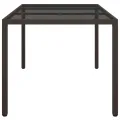 Table de jardin 150x90x75 cm Verre trempé/résine tressée Marron