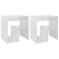 Tables de chevet 2 pcs Blanc brillant 40x30x40 cm Aggloméré