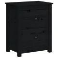 Table de chevet Noir 50x35x61,5 cm Bois de pin massif