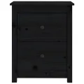 Table de chevet Noir 50x35x61,5 cm Bois de pin massif