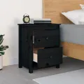 Table de chevet Noir 50x35x61,5 cm Bois de pin massif