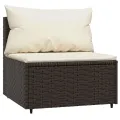 Salon de jardin 4 pcs avec coussins Marron Résine tressée