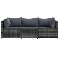Salon de jardin 3 pcs avec coussins Gris Résine tressée