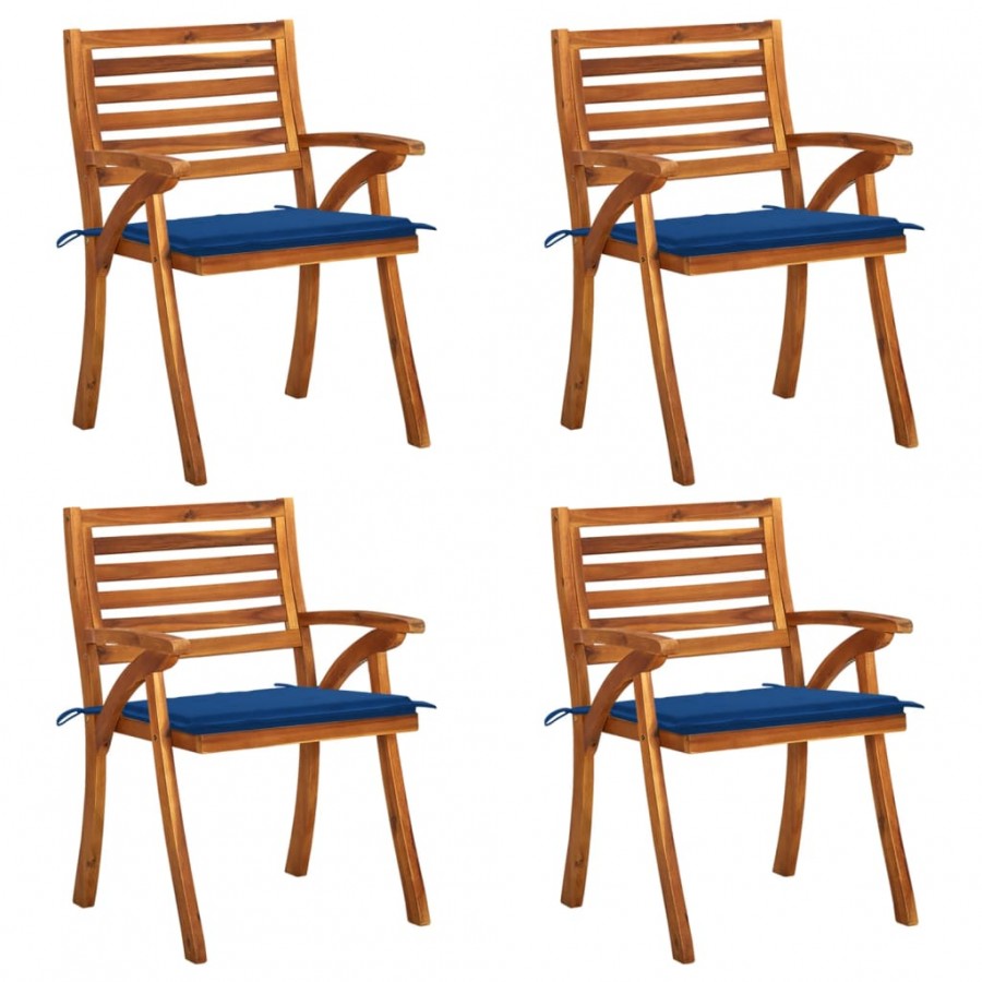 Chaises de jardin avec coussins 4 pcs Bois de teck solide