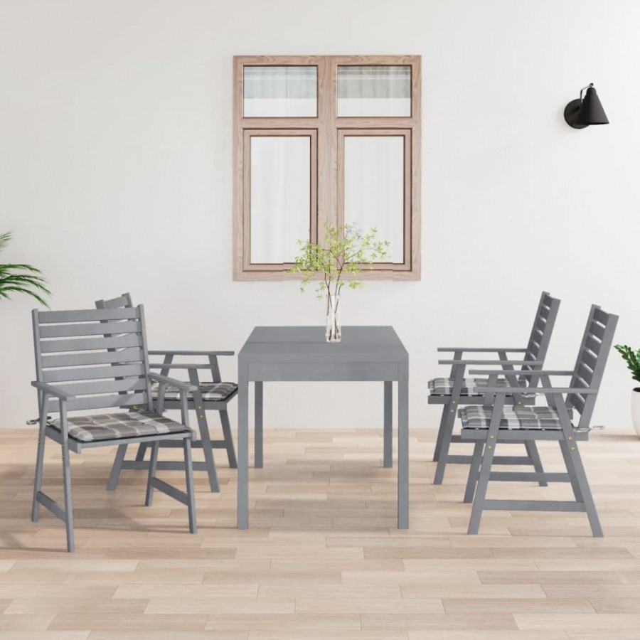 Chaises à dîner d'extérieur avec coussins 4 pcs Acacia massif