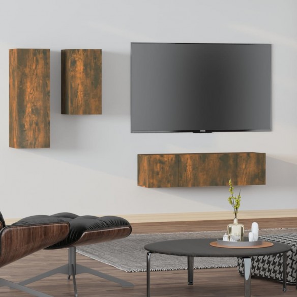 Ensemble de meubles TV 4 pcs Chêne fumé Bois d'ingénierie