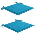 Chaises de jardin 2 pcs avec coussins bleu Bois de teck massif