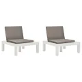 Chaises de salon de jardin et coussins 2 pcs Plastique Blanc