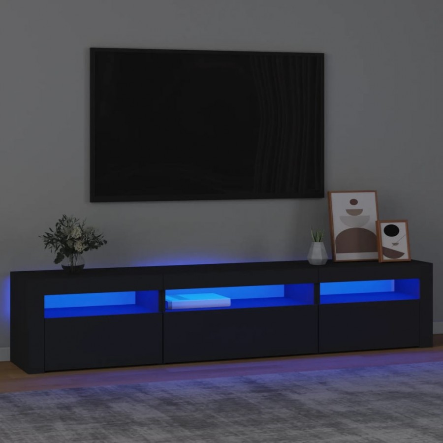 Meuble TV avec lumières LED Noir 195x35x40 cm