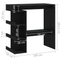 Table de bar étagère de rangement Noir 100x50x101,5 cm
