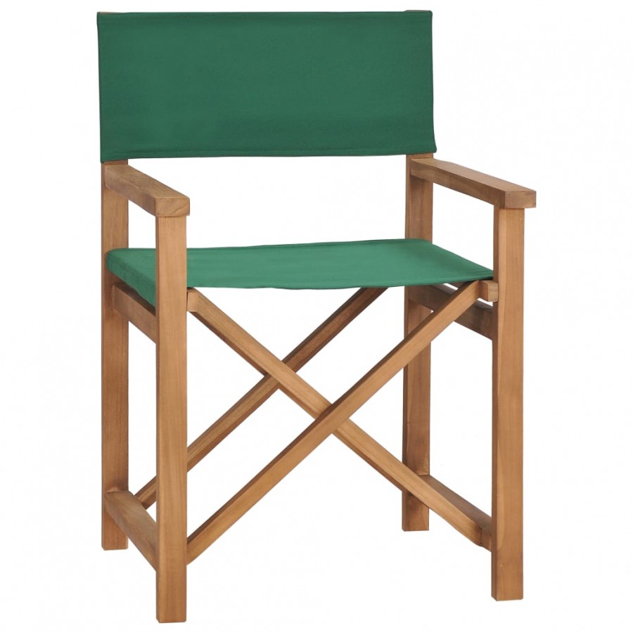 Chaises de metteur en scène lot de 2 Bois de teck massif Vert