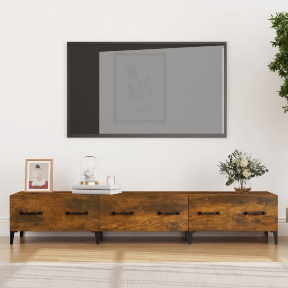 Meuble TV Chêne fumé 150x34,5x30 cm Bois d'ingénierie