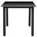 Table de jardin Noir 80 x 80 x 74 cm Aluminium et verre