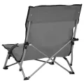 Chaises de plage pliables 2 pcs Gris Tissu
