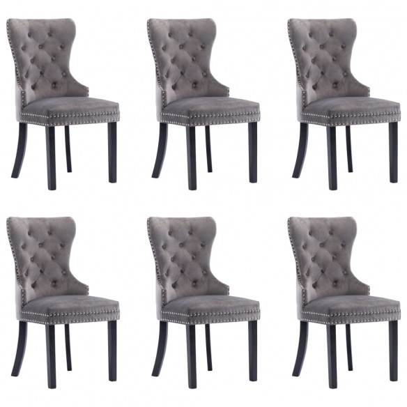 Chaises à manger lot de 6 gris velours