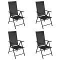 Chaises pliables de jardin 4 pcs Aluminium et textilène Noir