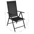Chaises pliables de jardin 4 pcs Aluminium et textilène Noir