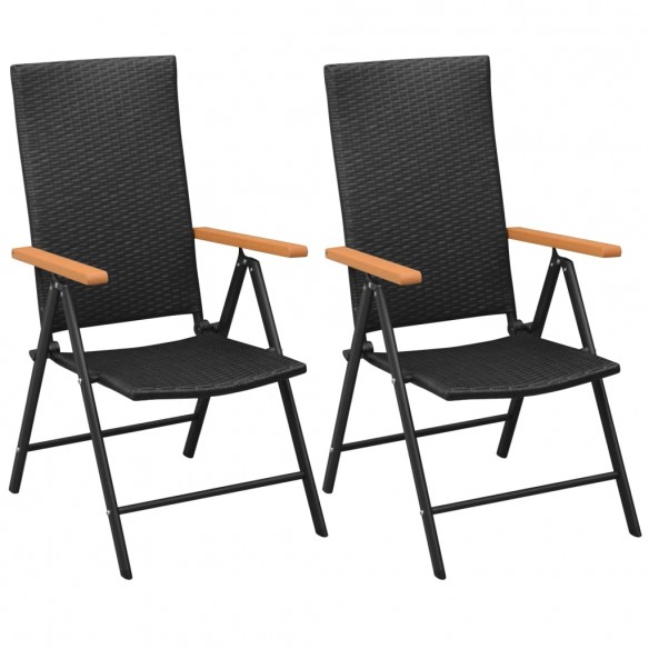 Chaises empilables de jardin 2 pcs Résine tressée Noir