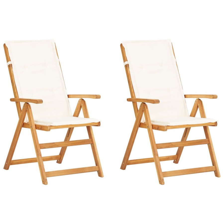 Chaises inclinables de jardin 2 pcs Marron Bois solide d'acacia