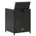 Chaises de jardin 2 pcs avec coussins Résine tressée Noir